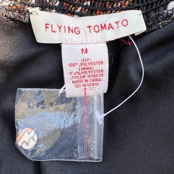 Flying Tomato Paisley Belted Long Sleeve Keyhole Mini Dress Size Medium New - Picture 2 of 12